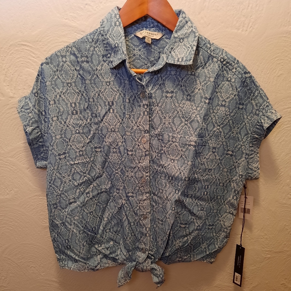 Liverpool Los Angeles Boxy Tie Front Shirt - Picture 4 of 6